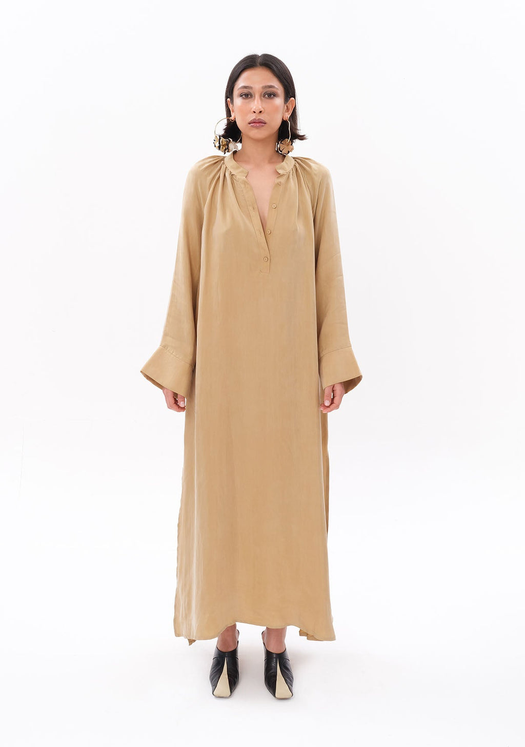 Tiny Bej Luxe Tencel™ Reglan Kol Elbise ana görünüm
