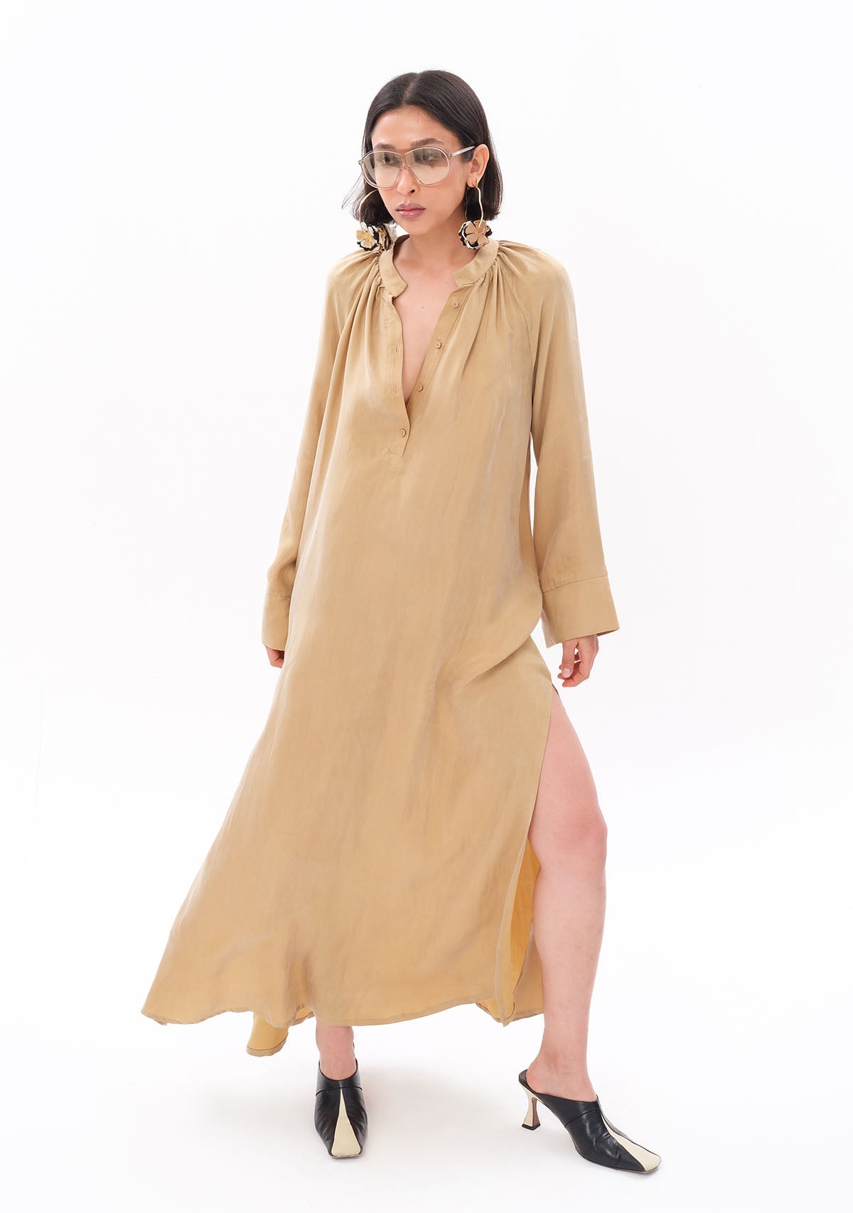 Tiny Bej Luxe Tencel™ Reglan Kol Elbise görünüm 7