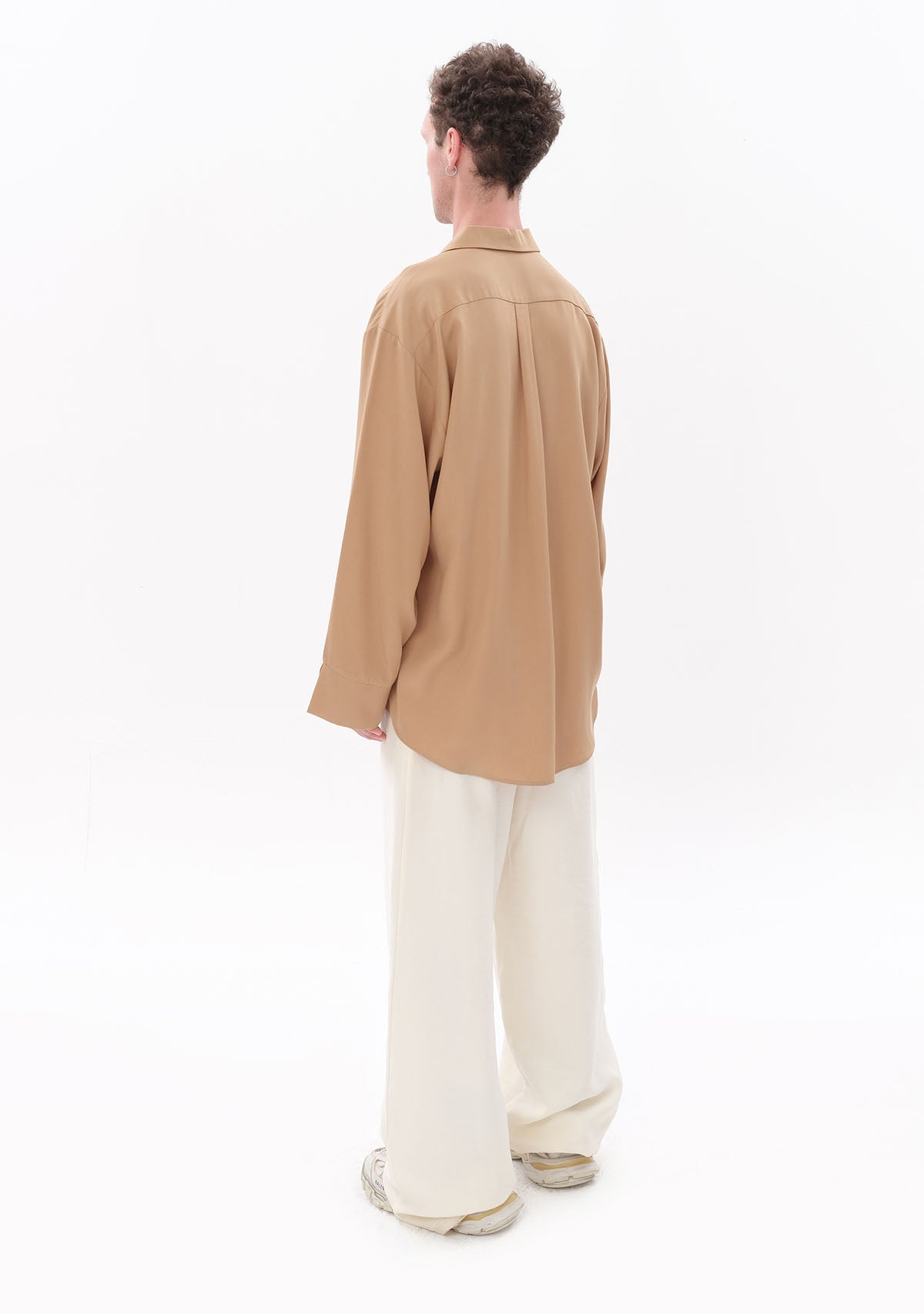 Tiny Bej Tencel™ Oversize Gömlek görünüm 3