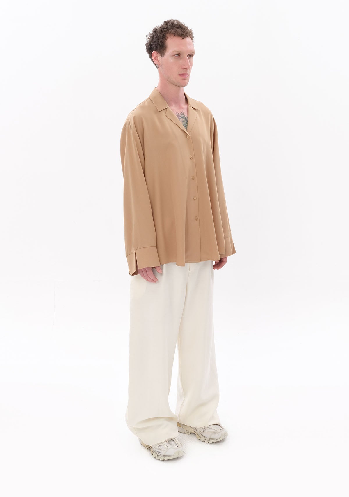 Tiny Bej Tencel™ Oversize Gömlek görünüm 5