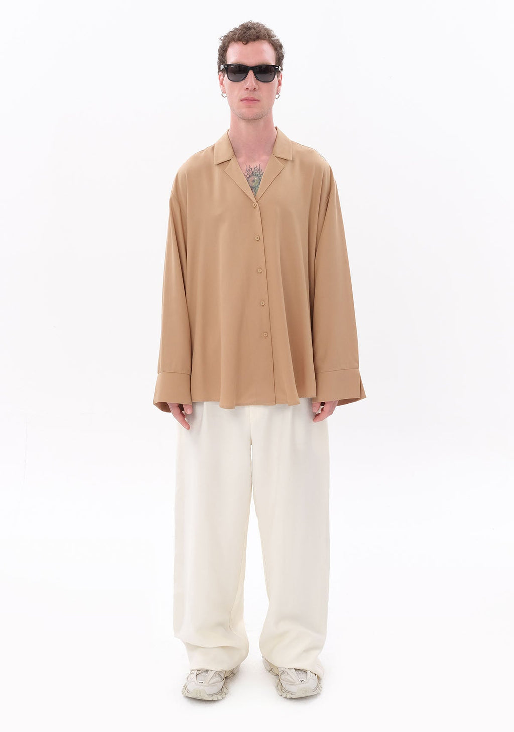 Tiny Bej Tencel™ Oversize Gömlek ana görünüm