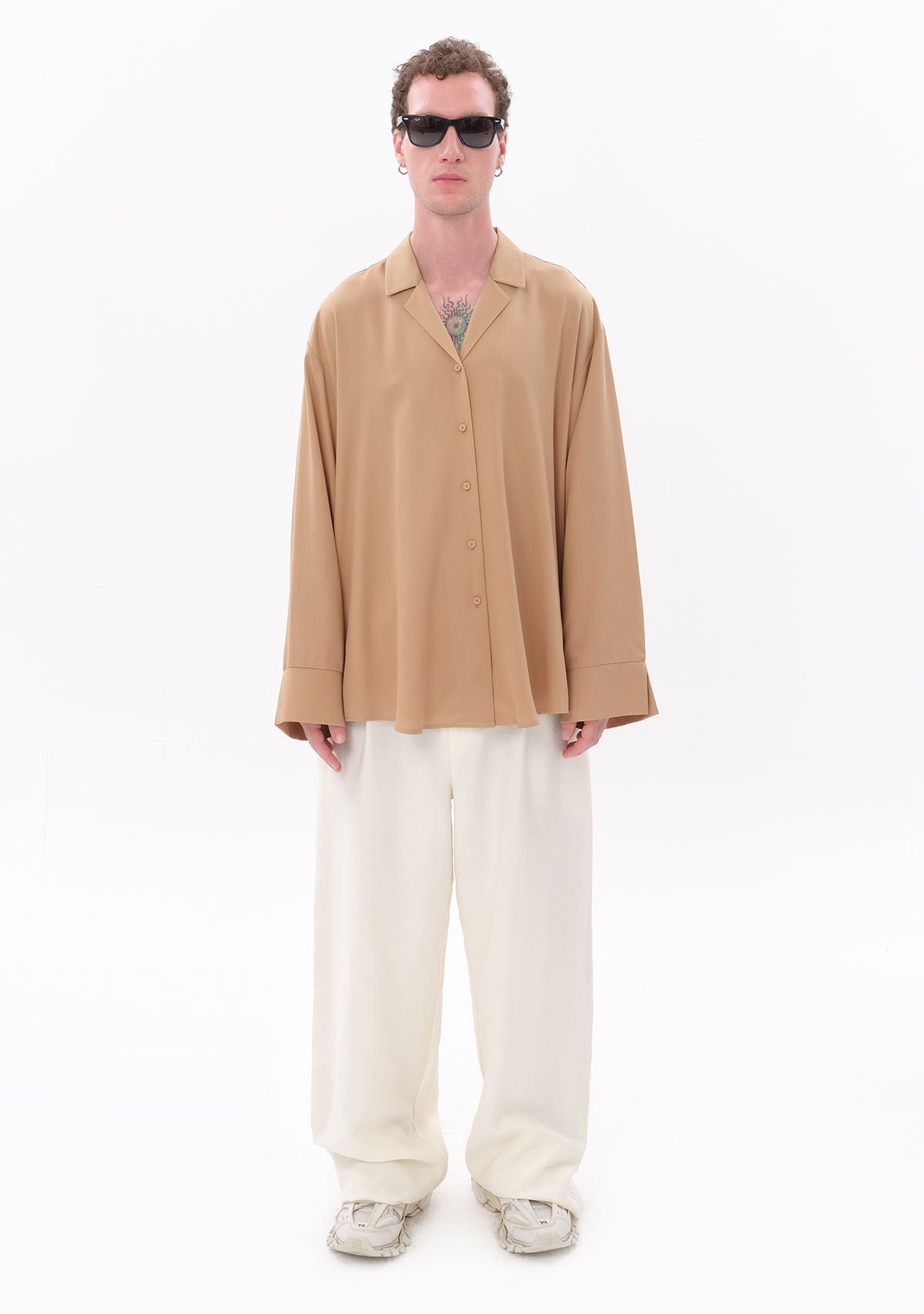 Tiny Bej Tencel™ Oversize Gömlek ana görünüm