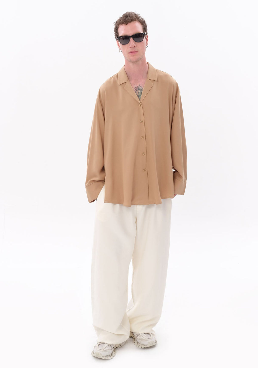 Tiny Bej Tencel™ Oversize Gömlek görünüm 6