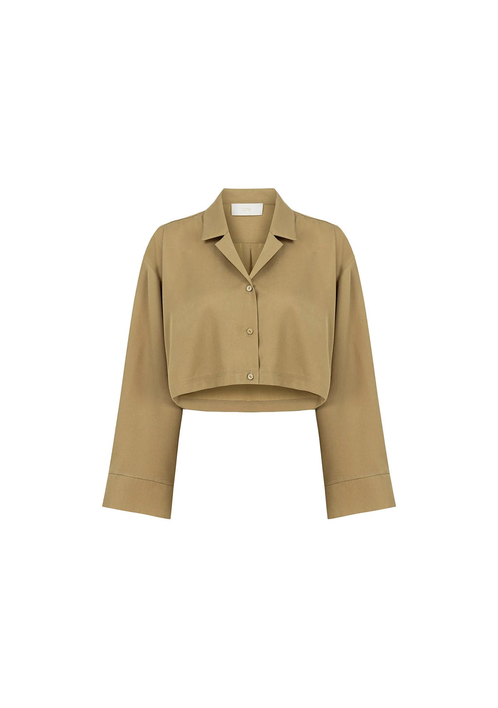 Tiny Bej Tencel™ Oversize Crop Gömlek görünüm 8