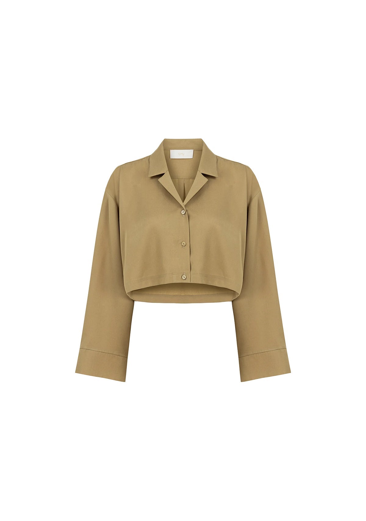 Tiny Bej Tencel™ Oversize Crop Gömlek görünüm 8