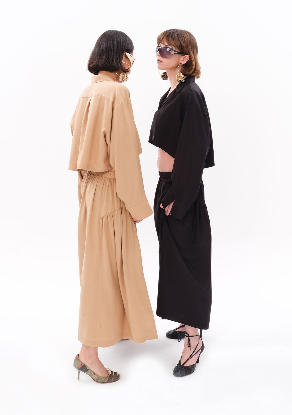 Tiny Siyah Tencel™ Oversize Crop Gömlek görünüm 6