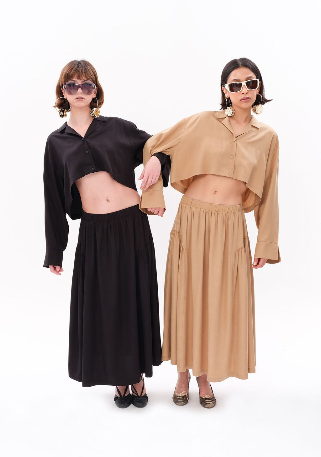Tiny Siyah Tencel™ Oversize Crop Gömlek görünüm 7
