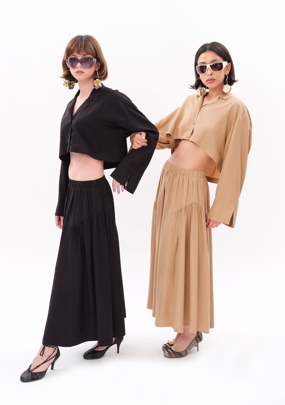 Tiny Siyah Tencel™ Oversize Crop Gömlek görünüm 8