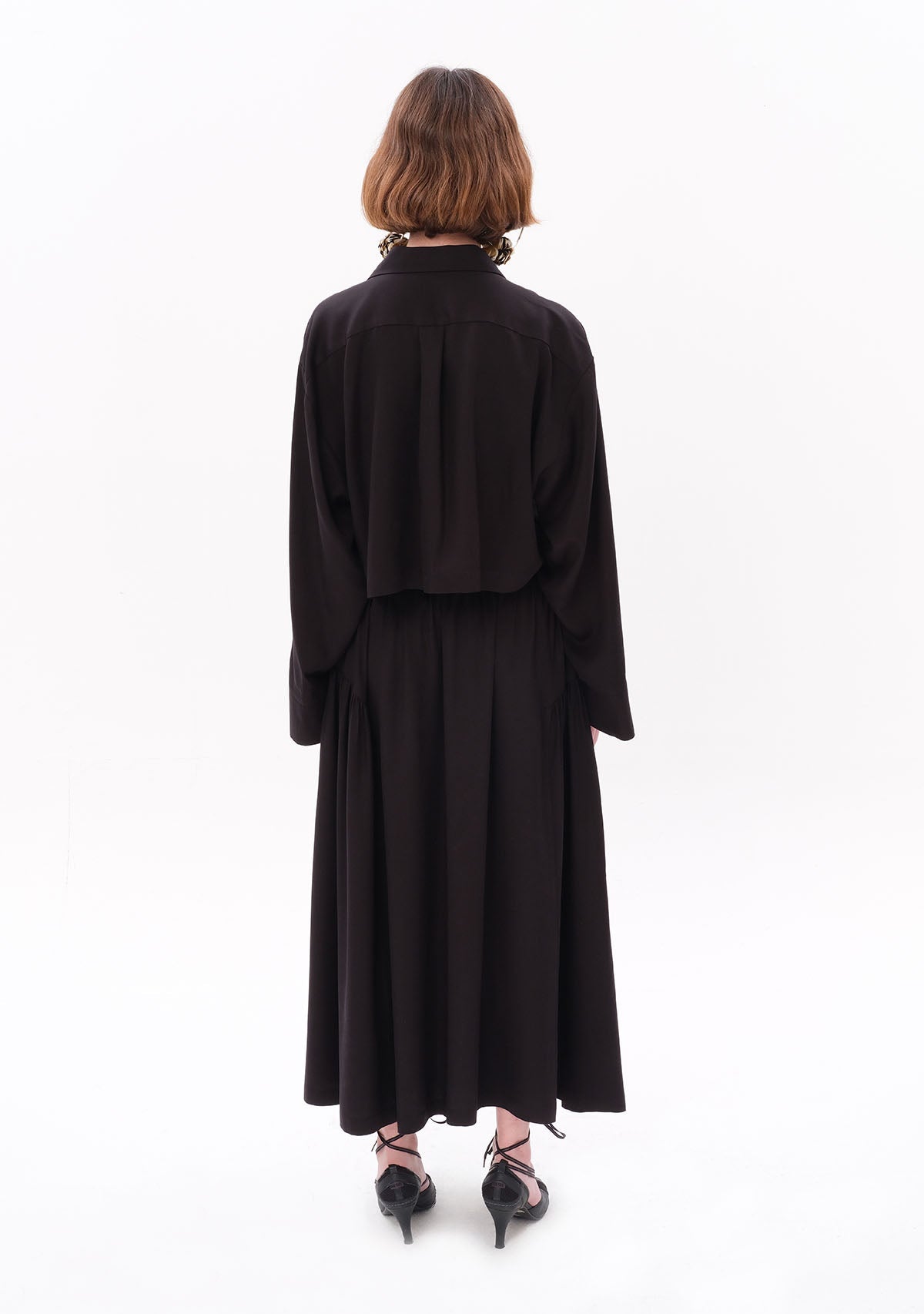 Tiny Siyah Tencel™ Oversize Crop Gömlek görünüm 2