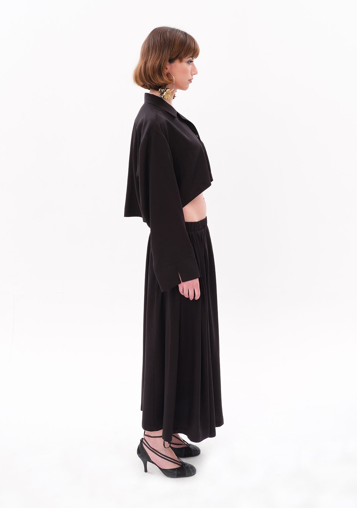 Tiny Siyah Tencel™ Oversize Crop Gömlek görünüm 4