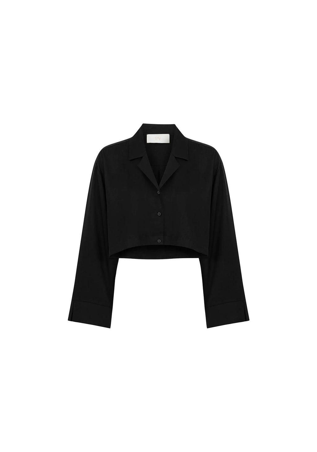 Tiny Siyah Tencel™ Oversize Crop Gömlek görünüm 9