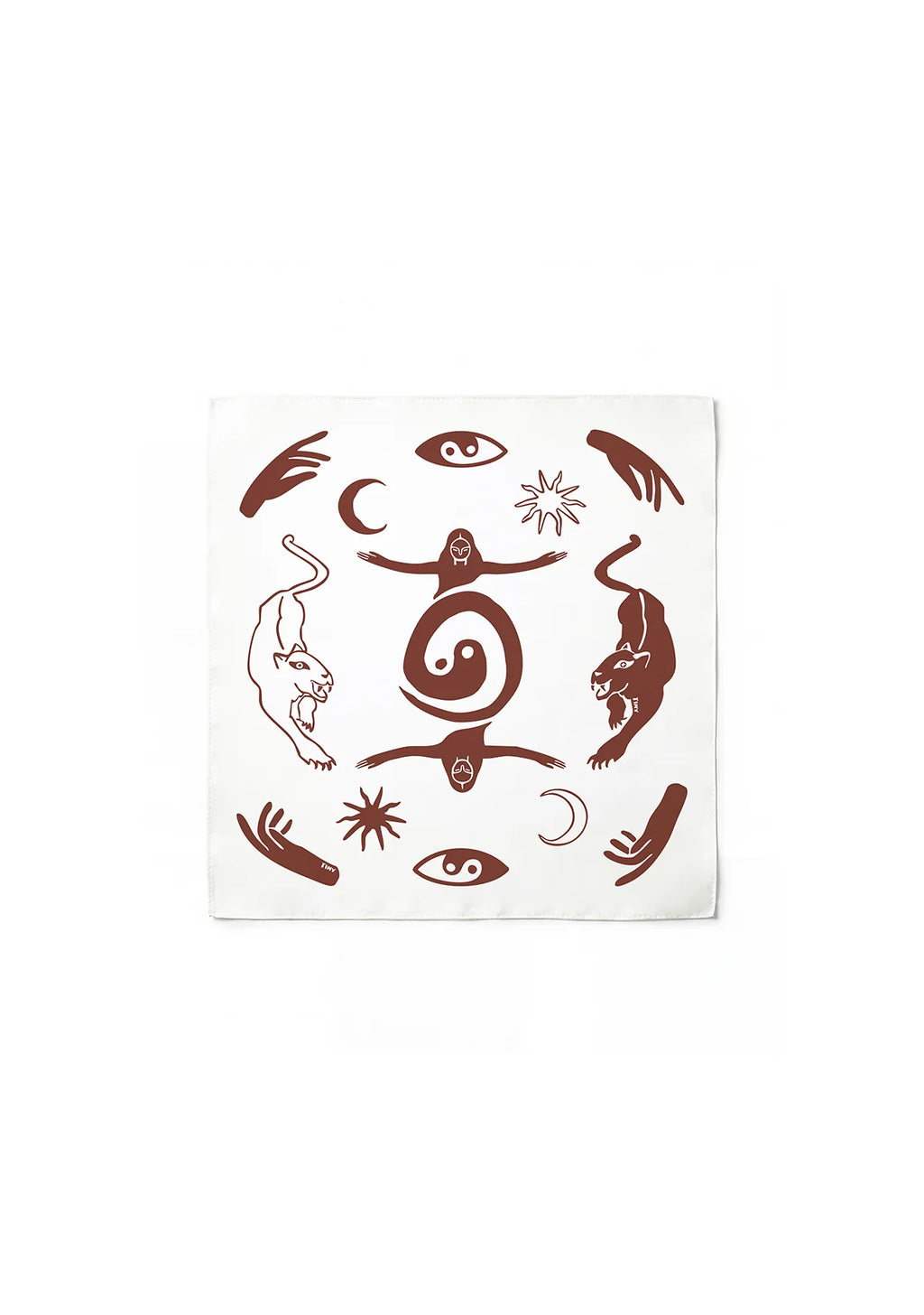 Tiny Desenli Pamuk İpek Bandana (Beyaz Zeminli)