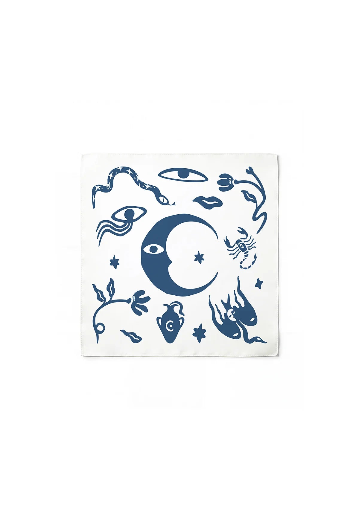 Tiny Desenli Pamuk İpek Bandana (Beyaz Zeminli)