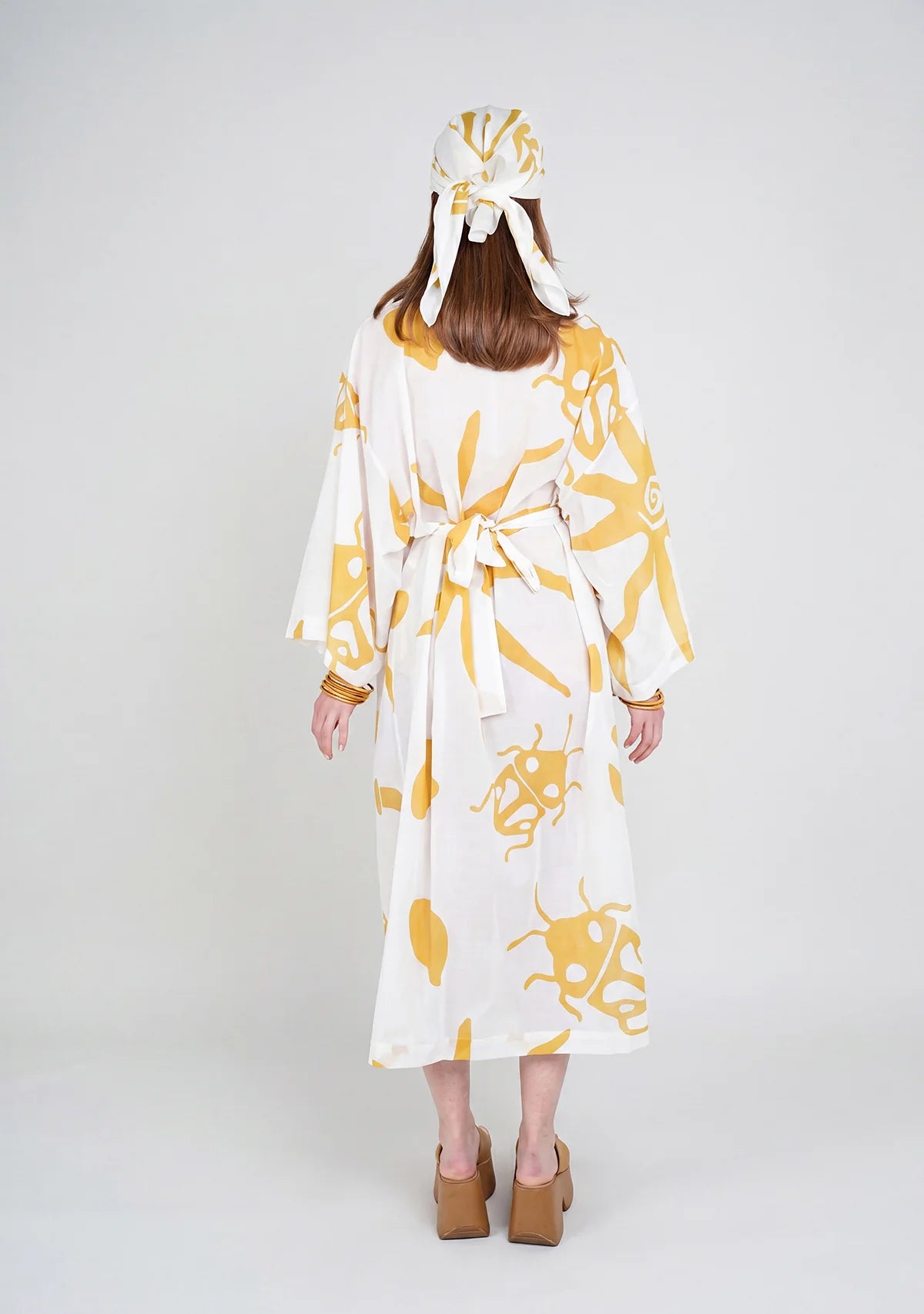 Tiny Desenli Saf Pamuk Kimono (Beyaz Zemin)