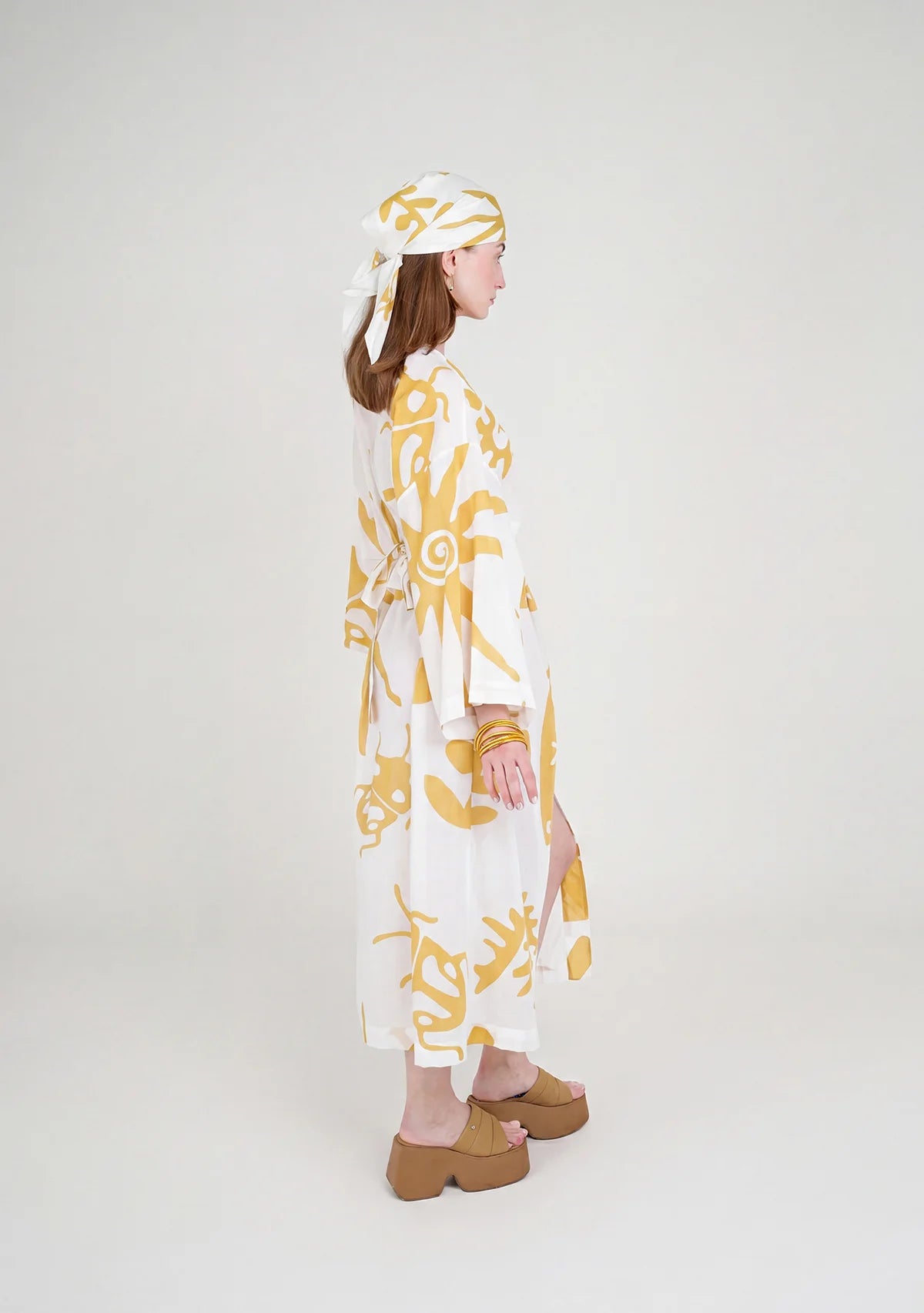 Tiny Desenli Saf Pamuk Kimono (Beyaz Zemin)