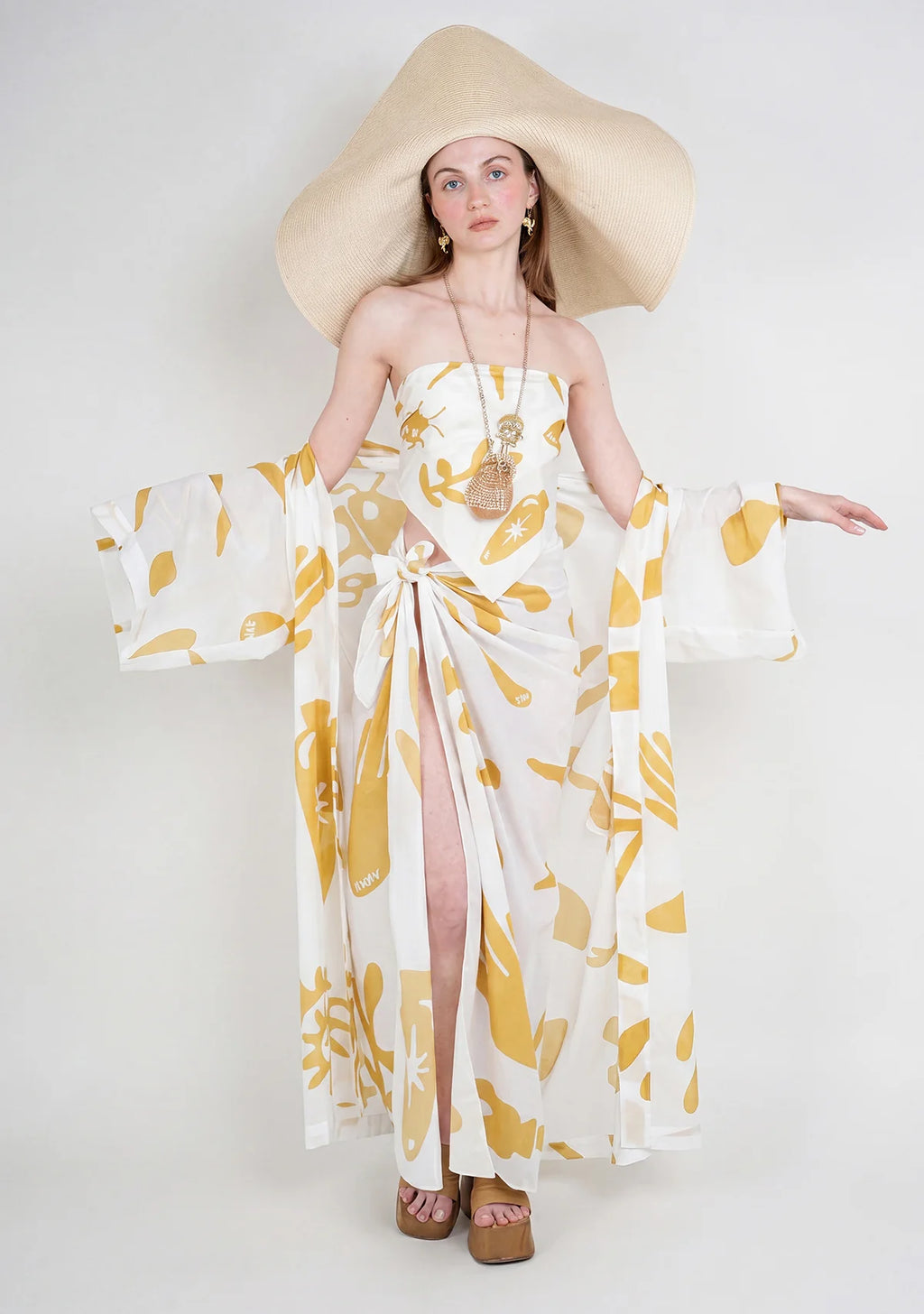 Tiny Desenli Saf Pamuk Kimono (Beyaz Zemin)