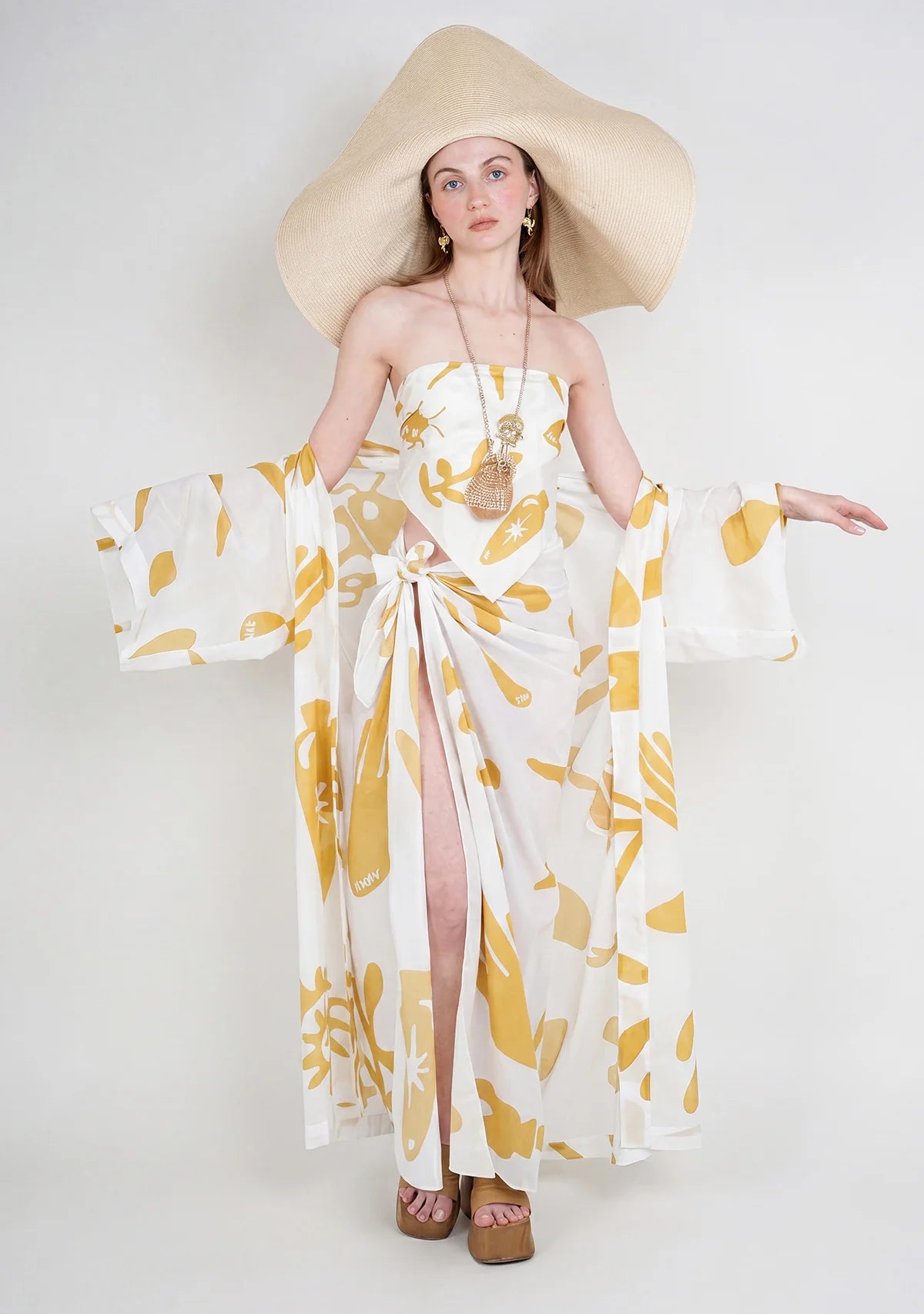 Tiny Desenli Saf Pamuk Kimono (Beyaz Zemin)