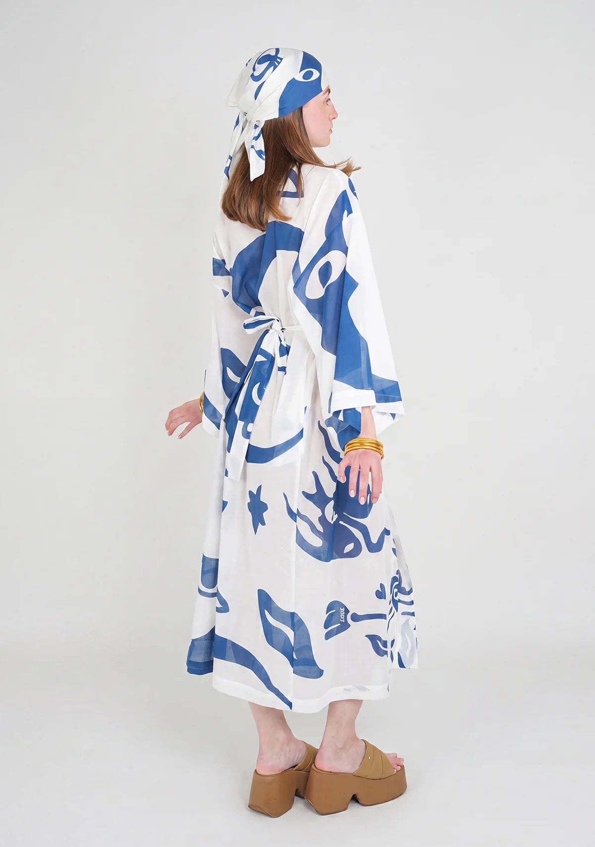 Tiny Desenli Saf Pamuk Kimono (Beyaz Zemin)