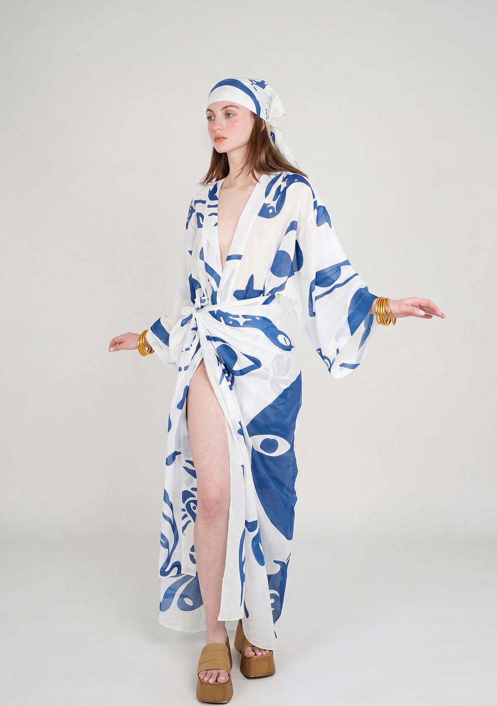 Tiny Desenli Saf Pamuk Kimono (Beyaz Zemin)