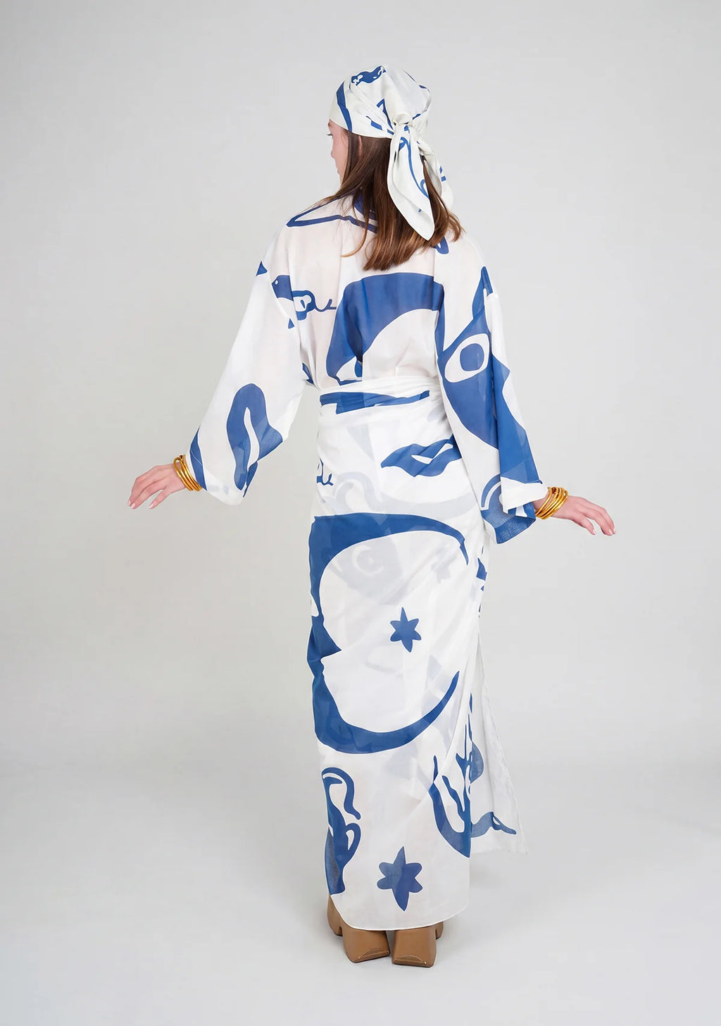 Tiny Desenli Saf Pamuk Kimono (Beyaz Zemin)