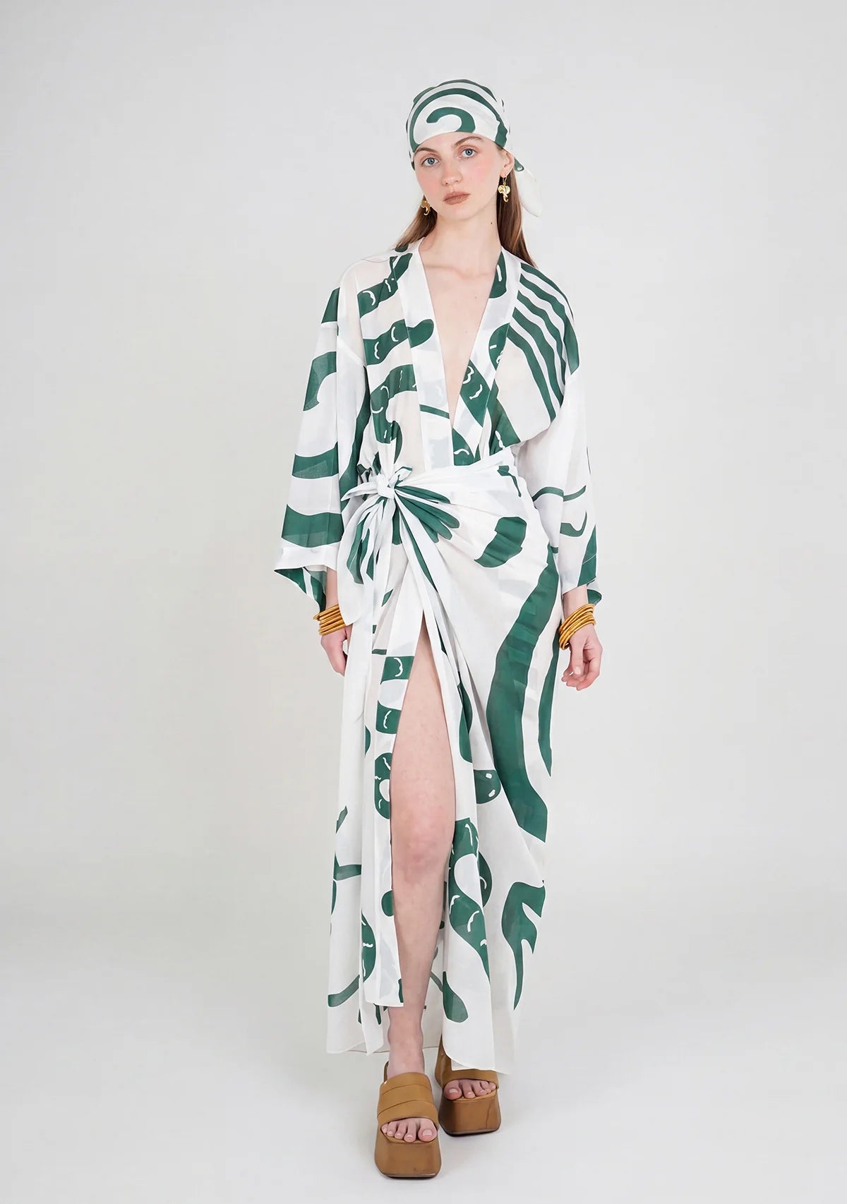 Tiny Desenli Saf Pamuk Kimono (Beyaz Zemin)