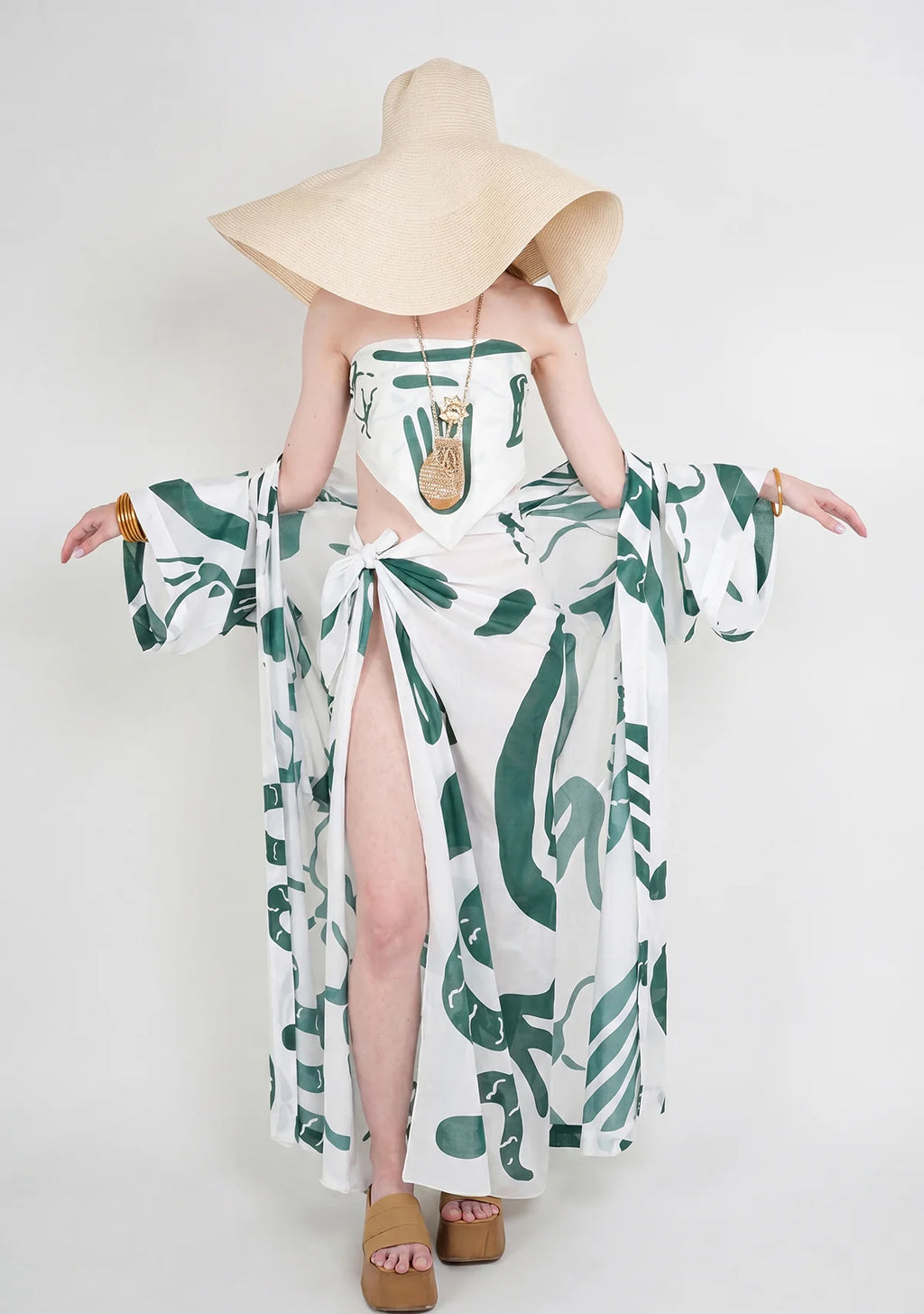 Tiny Desenli Saf Pamuk Kimono (Beyaz Zemin)