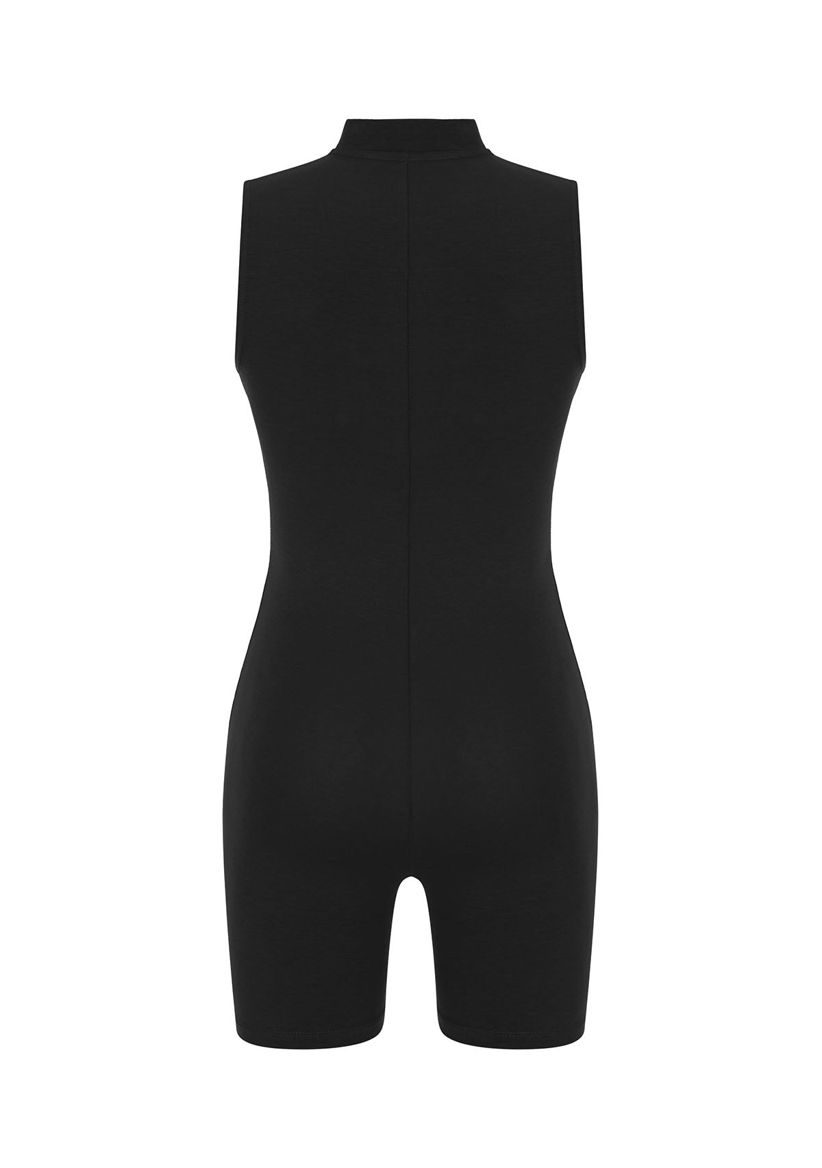Tiny Siyah Önden Fermuarlı Şort Bodysuit görünüm 9