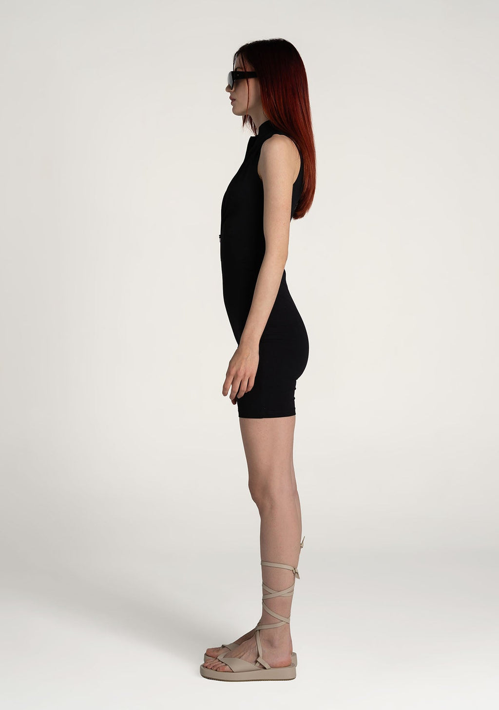 Tiny Siyah Önden Fermuarlı Şort Bodysuit görünüm 4