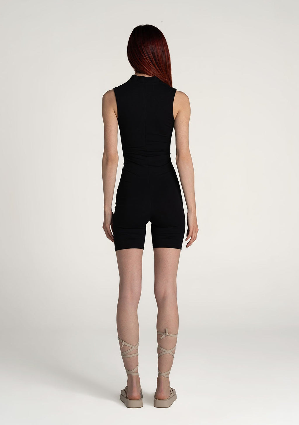 Tiny Siyah Önden Fermuarlı Şort Bodysuit görünüm 2