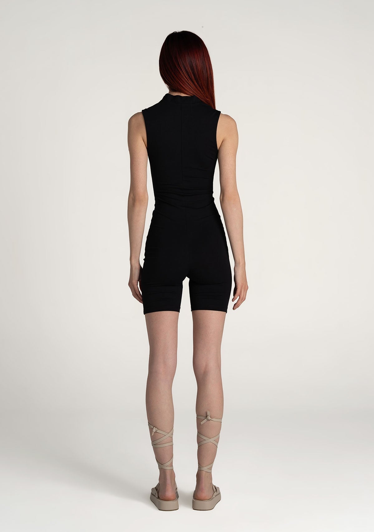 Tiny Siyah Önden Fermuarlı Şort Bodysuit görünüm 2