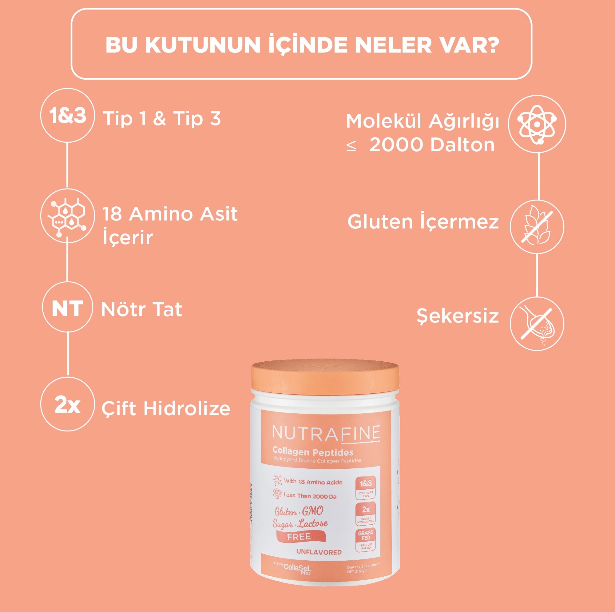 Nutrafine Kolajen Peptidleri 10.000 mg 300 Gr