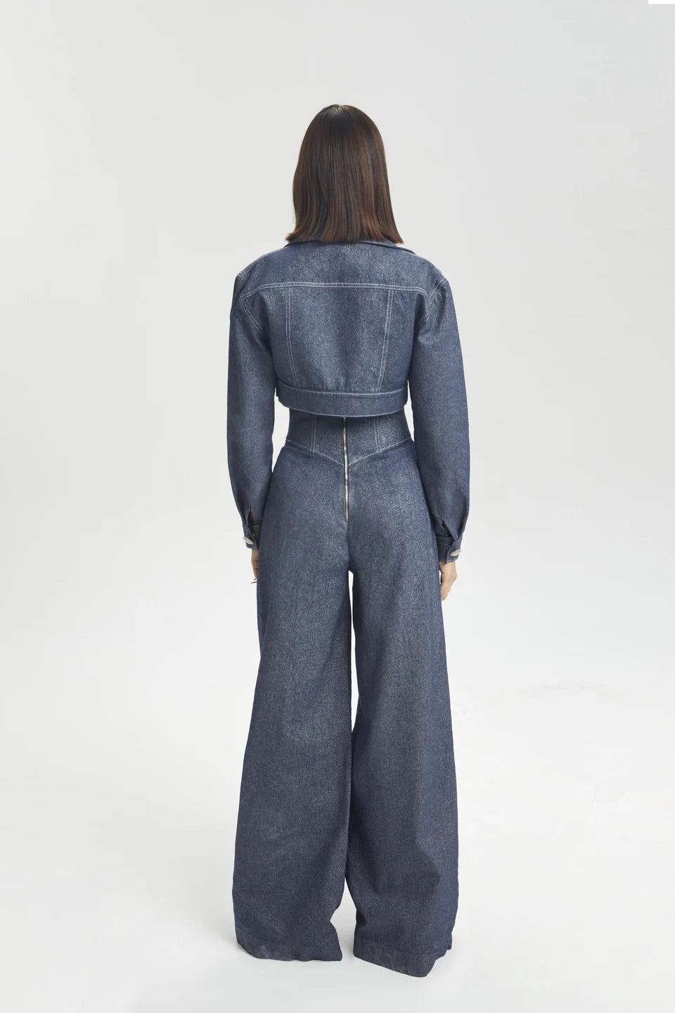Haleia Kontrast Dikişli Cepli Kısa Denim Ceket