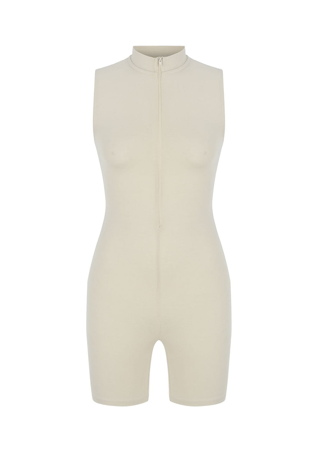 Tiny Krem Önden Fermuarlı Şort Bodysuit görünüm 8