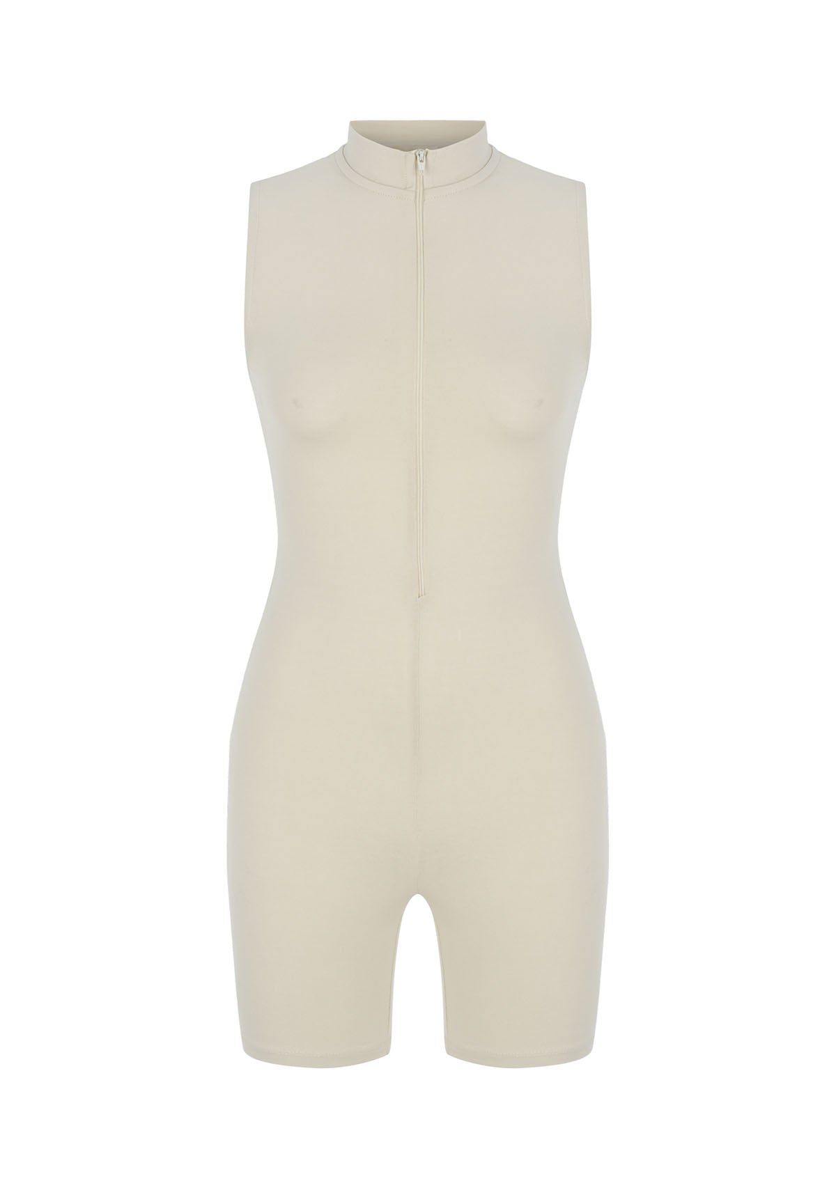 Tiny Krem Önden Fermuarlı Şort Bodysuit görünüm 8