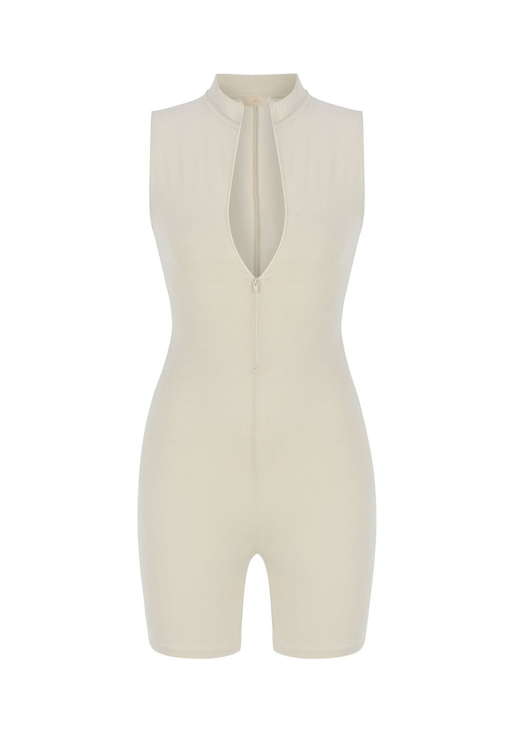 Tiny Krem Önden Fermuarlı Şort Bodysuit görünüm 7