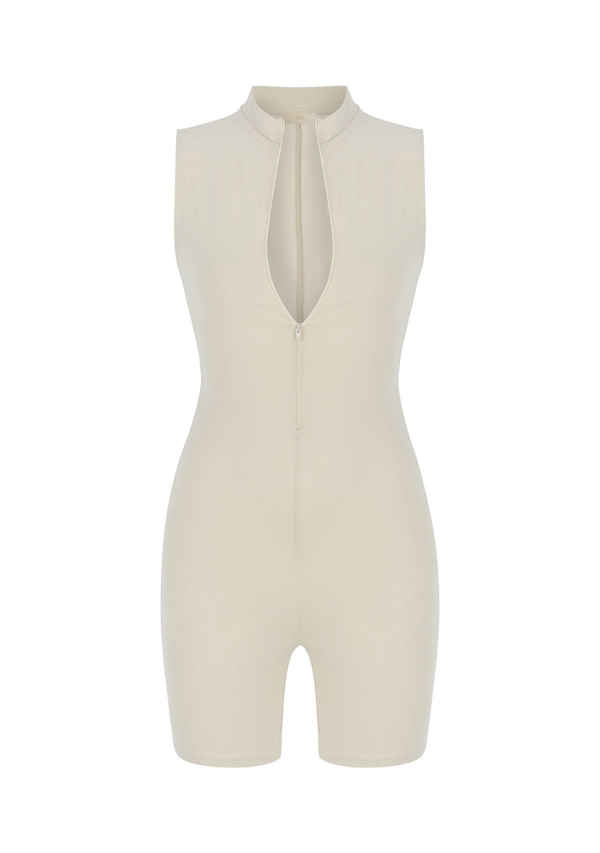 Tiny Krem Önden Fermuarlı Şort Bodysuit görünüm 7