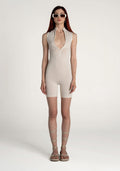 Tiny Krem Önden Fermuarlı Şort Bodysuit ana görünüm