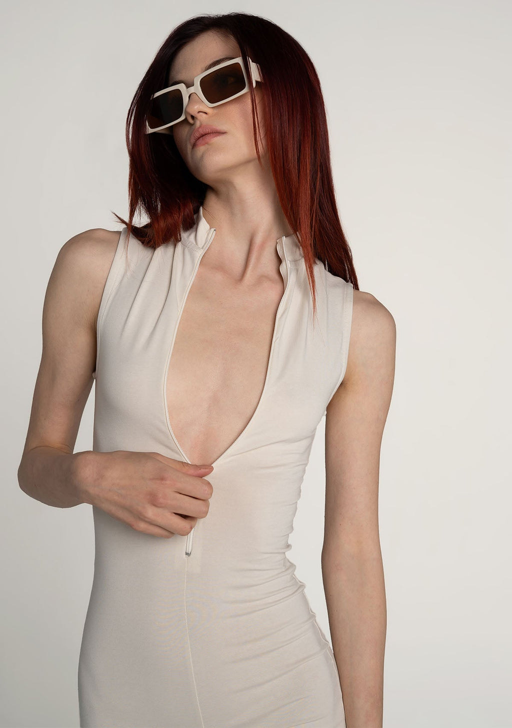 Tiny Krem Önden Fermuarlı Şort Bodysuit görünüm 5