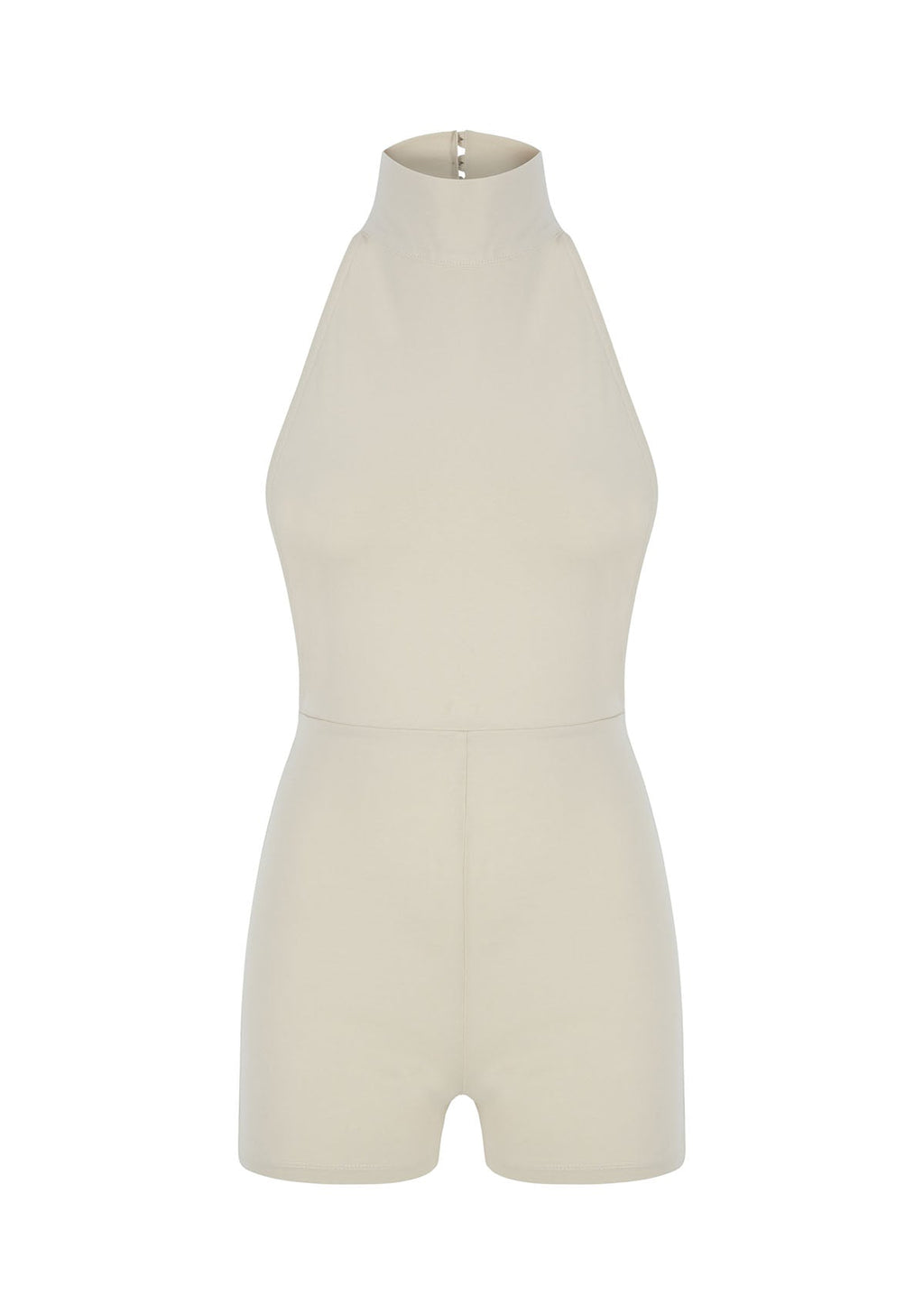 Tiny Krem Boğazlı Sırt Dekolteli Şort Bodysuit görünüm 10