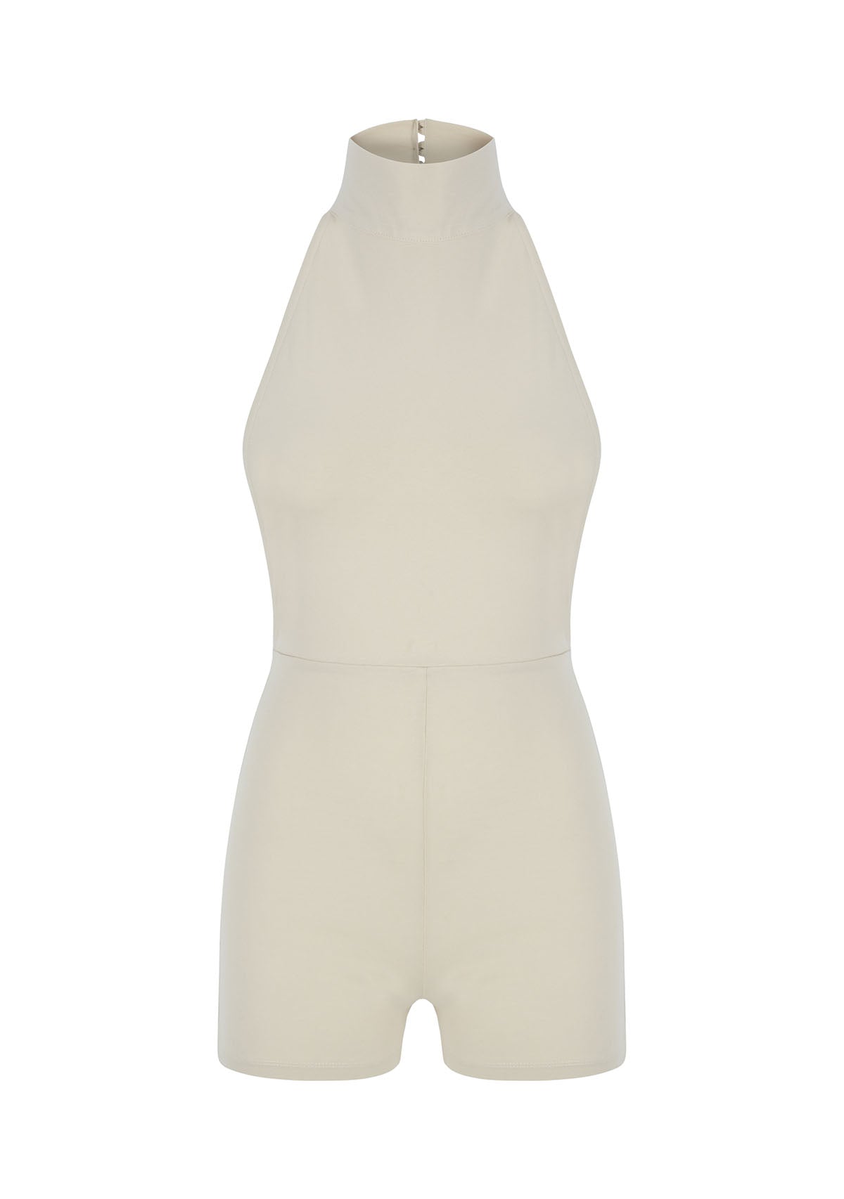 Tiny Krem Boğazlı Sırt Dekolteli Şort Bodysuit görünüm 10