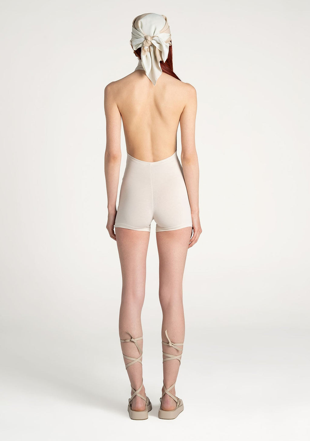 Tiny Krem Boğazlı Sırt Dekolteli Şort Bodysuit görünüm 2