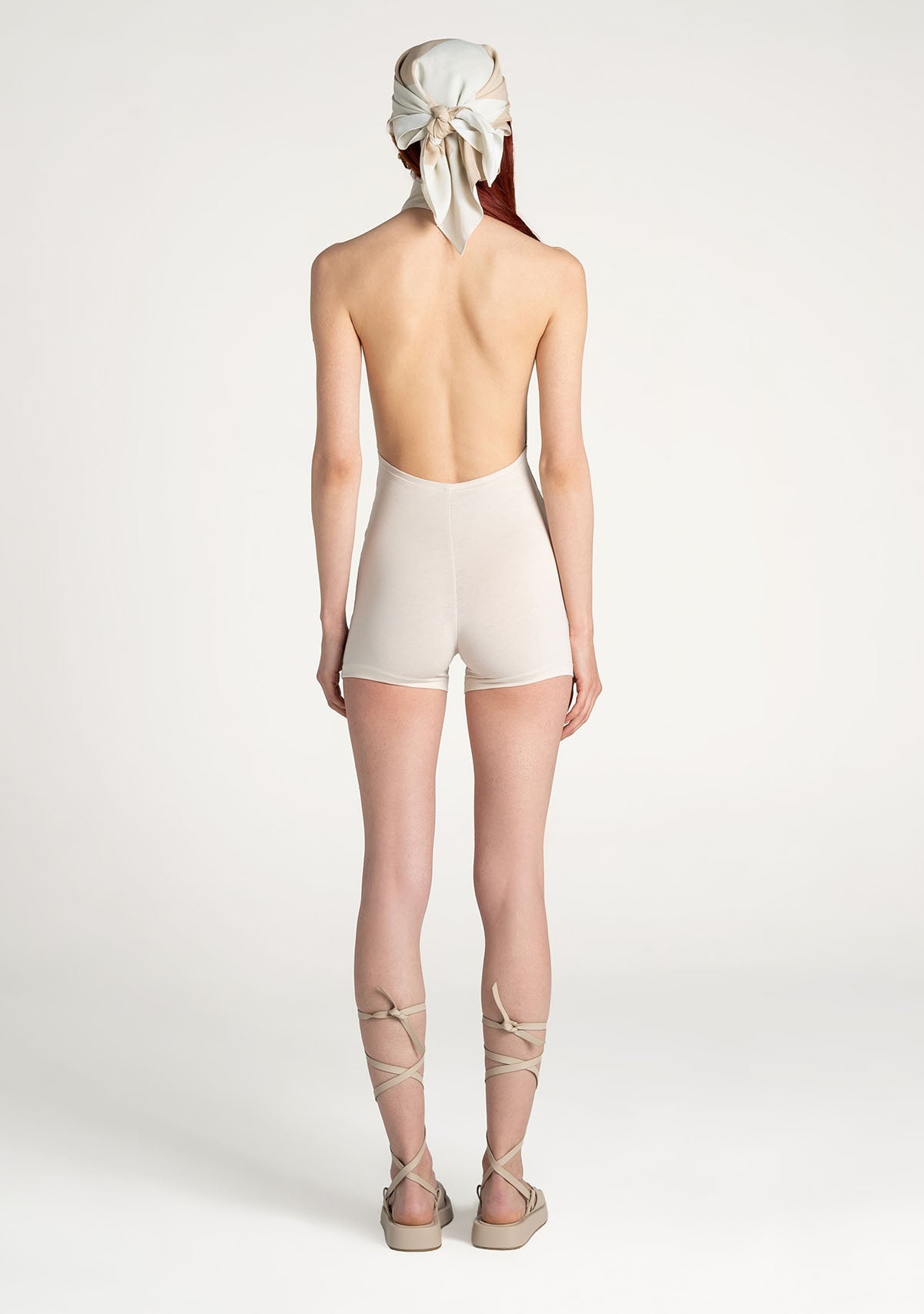 Tiny Krem Boğazlı Sırt Dekolteli Şort Bodysuit görünüm 2