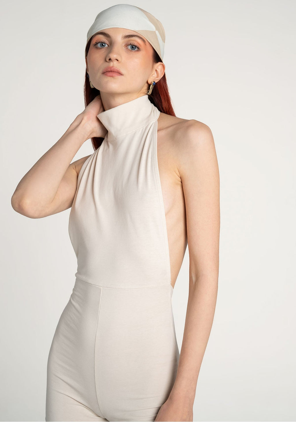 Tiny Krem Boğazlı Sırt Dekolteli Şort Bodysuit görünüm 7