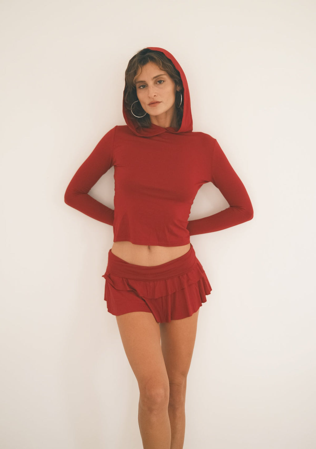 Tiny Bordo Kapüşonlu Uzun Kollu Bluz - Görsel 7