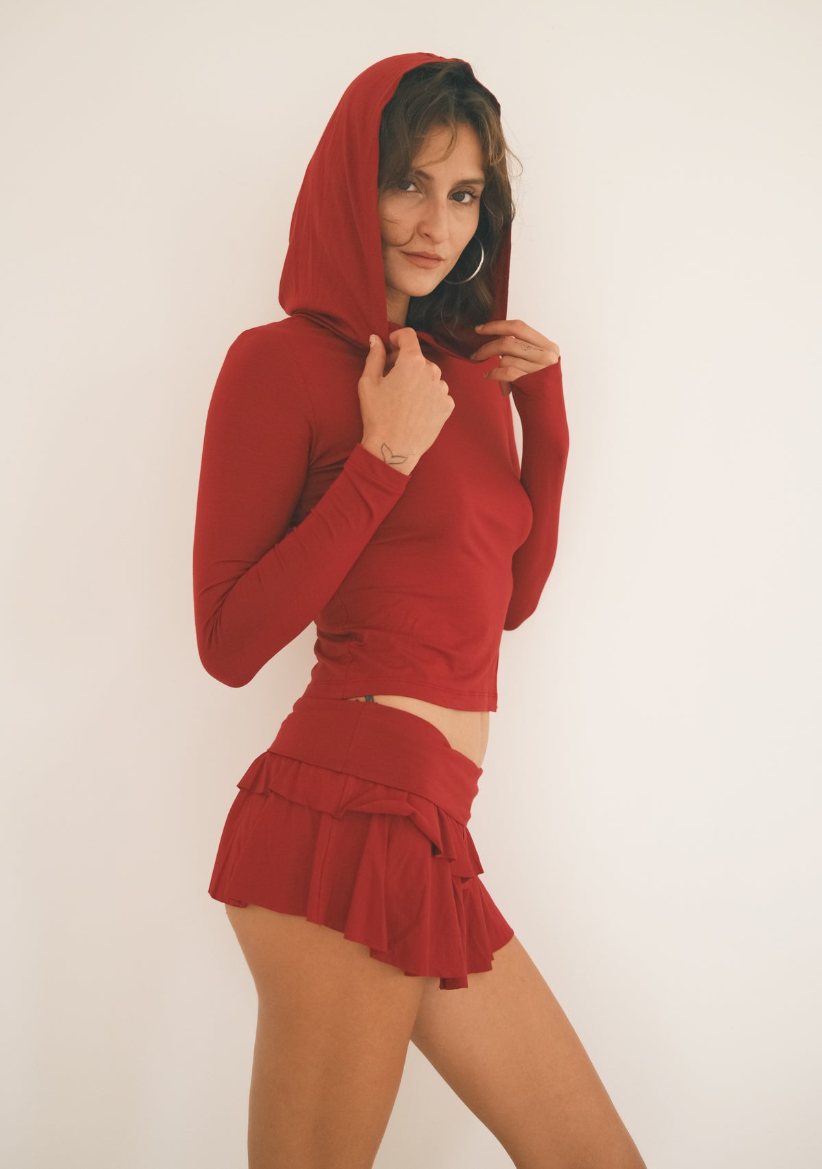 Tiny Bordo Kapüşonlu Uzun Kollu Bluz - Görsel 9