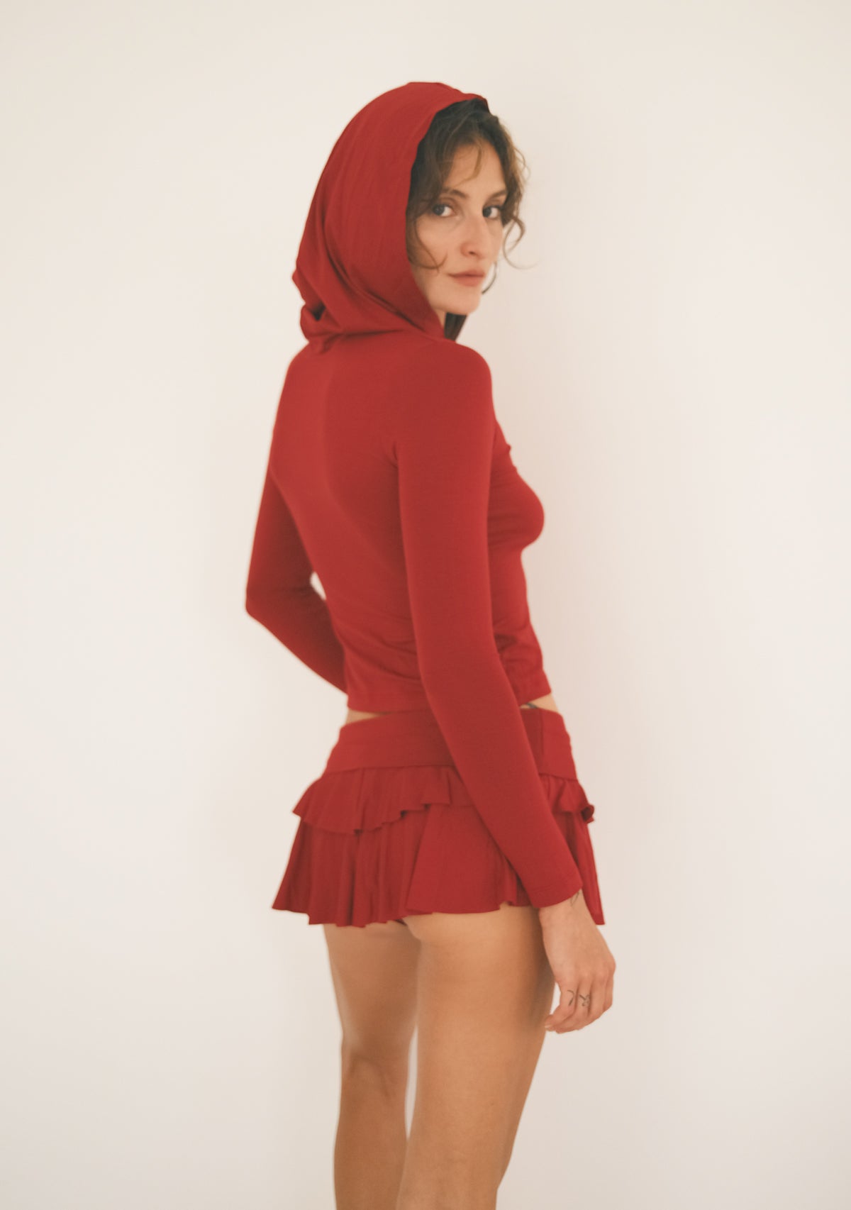 Tiny Bordo Kapüşonlu Uzun Kollu Bluz - Görsel 3