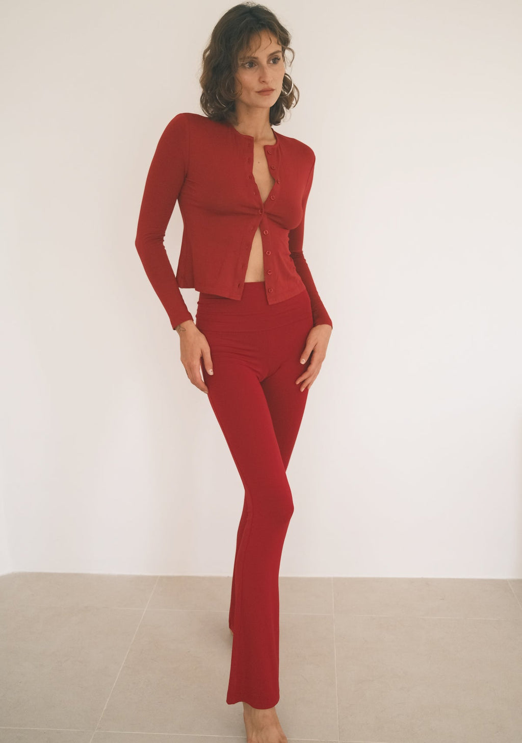 Tiny Bordo Düğmeli Uzun Kollu Hırka - Görsel 8