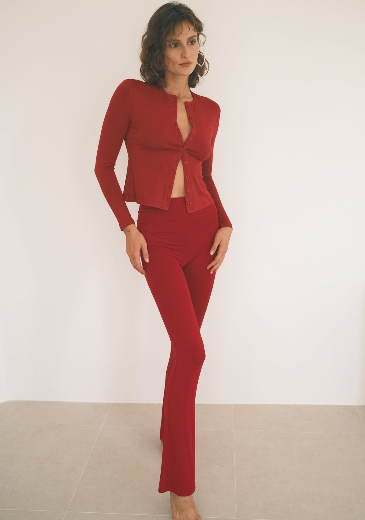 Tiny Bordo Düğmeli Uzun Kollu Hırka - Görsel 8