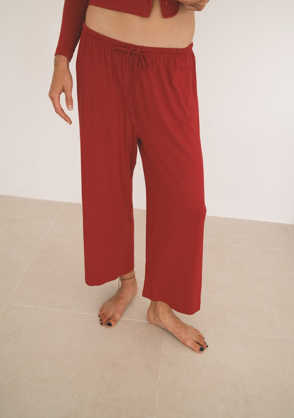 Tiny Bordo Lastik Belli Dökümlü Pantolon - Görsel 2