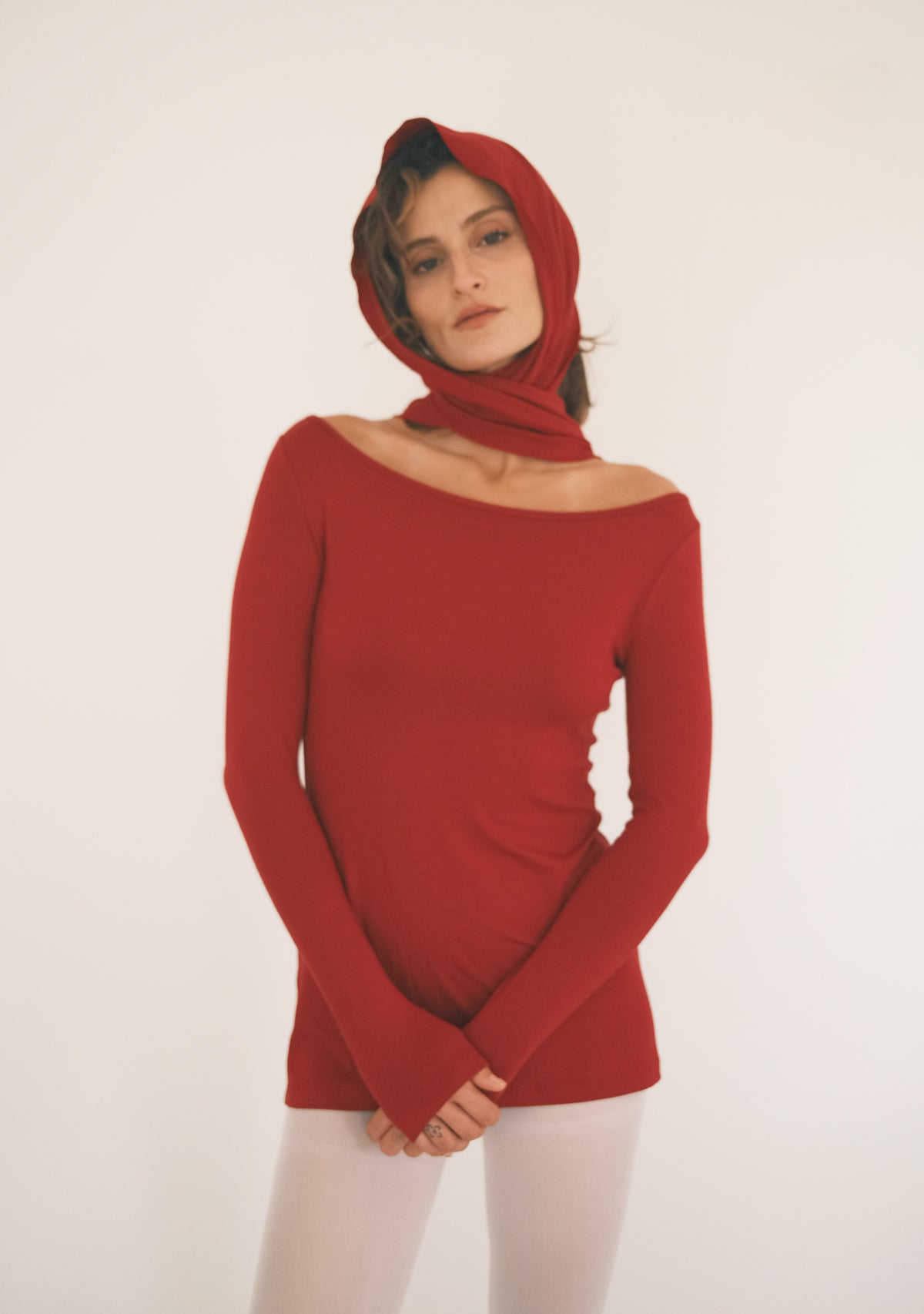 Tiny Bordo Esnek Uzun Şal - Görsel 4